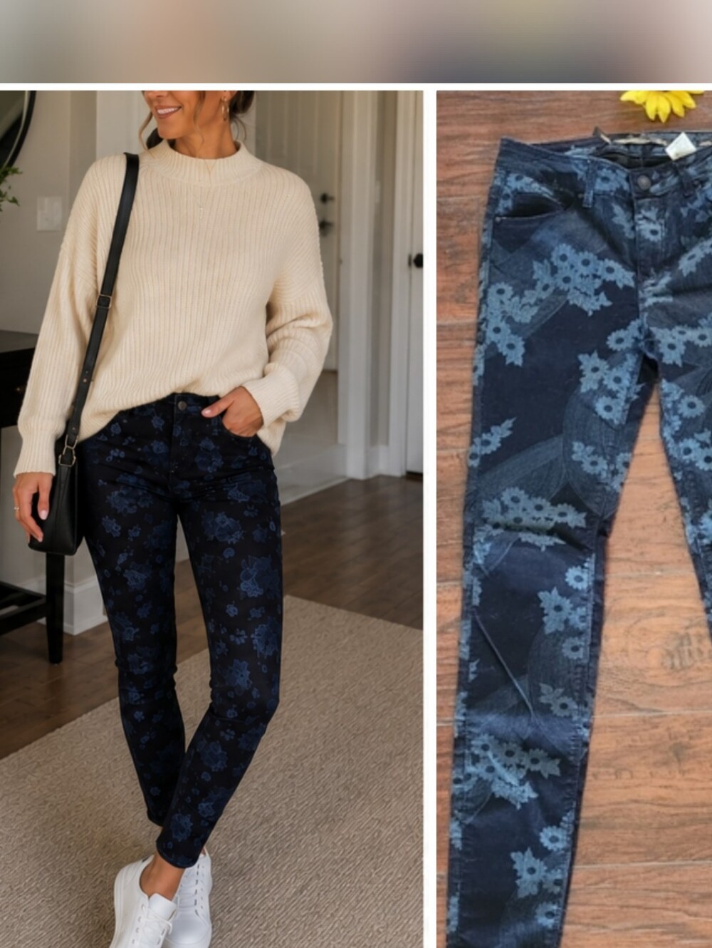 ZARA Dark Floral Skinny Pants/ Jeans 🔅❤️